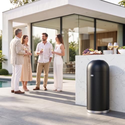EKO Eternal 56L/15 Gallon Large Capacity Tall Commercial Trash Can, Round Open Top Waste Bin for Indoor and Outdoor, Black Steel Heavy-Duty, Durable Metal Garbage Bin for Home, Office, Restaurant - Image 7