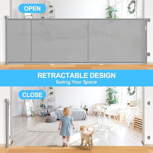 EZIGO 196 Inch Retractable Baby Gates, 41 Inch Extra Tall Retractable Gate - Image 6