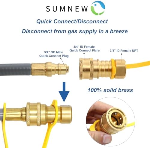 12 Feet 1/2 Inch ID Natural Gas Hose with Quick Disconnect for weber, charbroi, Grill, Pizza Oven, Patio Heater and More NG Appliance, Propane to Natural Gas Conversion Kit - CSA Certified - Image 5
