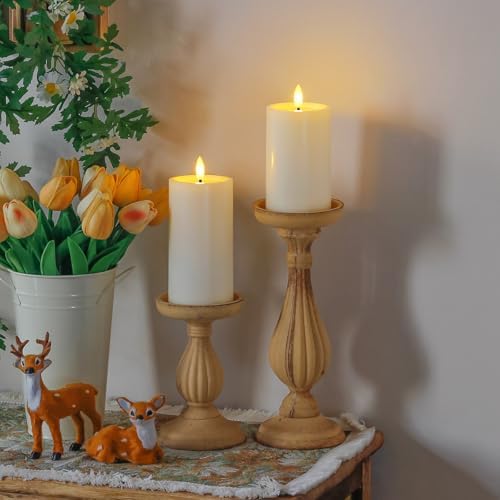 Yeelida Outdoor 4pcs Flameless Waterproof Candles with Handy Remote Control, Cycle Timer Battery Operated Candle Grease Effect LED Flickering Pillar Plastic Long Lasting (Ivory, 3" x4" 5" 6" 7") - Image 6