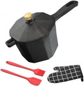 Cast Iron Sauce Pan with Lid, Small Cast Iron Basting Pot with Silicone Basting Brush, Spatula & Heat-Resistant Gloves, Mini Butter Melting Pot for BBQ Sauce, Braising, Stir-Fry & Casserole by Unknown