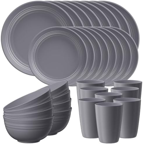 Quatish 32 Piece Plates and Bowl Set for 8, Dinnerware Dish Set for Kitchen by Quatish