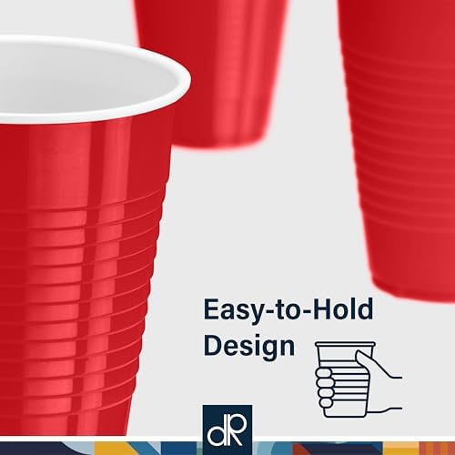 DecorRack Red Plastic Cups, 12 oz Disposable Cups, Reusable Party Supplies (40 Count) - Image 4