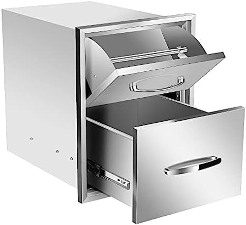 BBQ Outdoor Kitchen Drawers Stainless Steel 3-Drawer BBQ Drawer Enclosed Built-in Drawer Flush Mount for Outdoor Kitchens & BBQ Islands,16Wx20Dx20H - Image 2