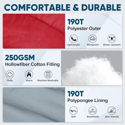 PTEROMY Sleeping Bags for Adults, Lightweight and Machine Washable, Water Resistant Backpacking Camping Sleeping Bag for Warm Cold Weather, Camping Essentials for Hiking Travel - Image 5