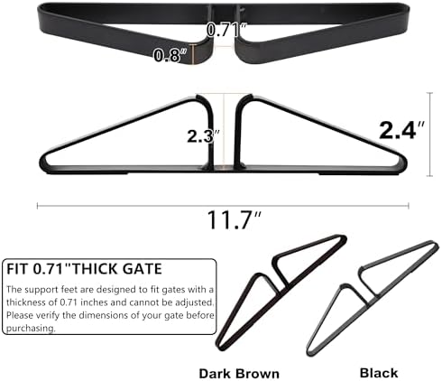 PUPETPO Freestanding Pet Gate Metal Support Feet, Triangle Support Feet Set of 2 for Extra Wide Foldable Pet Gate, Easy to Install, A Pair of Safety Fence Feet for Wooden Dog Gate, Dark Brown - Image 5