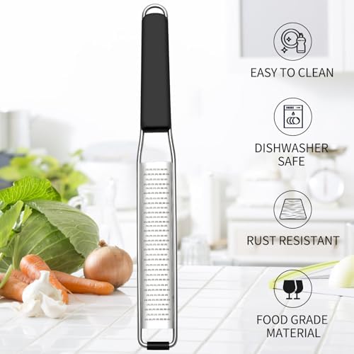 Cambom Lemon & Citrus Zester, Cheese Graters with Stainless Steel Sharp Blade for Parmesan Cheese, Ginger, Garlic, Nutmeg, Chocolate, Vegetables, Fruits, Dishwasher Safe Shredder Fine Blade - Image 5