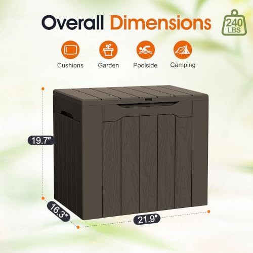Greesum 33 Gallon Resin Deck Box All Weather Outdoor Storage Boxes, Dark Brown - Image 7