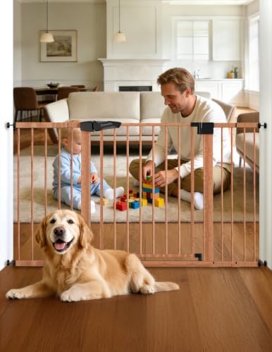 Babelio 29-55" Extra Wide Baby Gate, PressGuard P7, Brown Wood Pattern by BABELIO