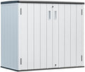 HOMSPARK Outdoor Storage Shed 37 Cu.Ft, All-Weather Resistant Resin Garden Sheds & Outdoor Storage Clearance with Floor, Double-Layer Plastic Tool Sheds for Patio, Garden & Lawn (Light Gray) by HOMSPARK