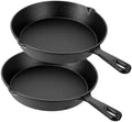 Vesici 2 Pcs Cast Iron Skillet Frying Pans with Drip-spouts Circle Non-stick Frying Skillet Omelette Pan Safe Healthy Cookware for Home Barbecue Kitchen Party Restaurant Catering Service (10.2 Inch) by Vesici