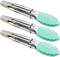HINMAY 7" Stainless Steel Food Tongs with Silicone Tips, Set of 3 (Mint) by HINMAY