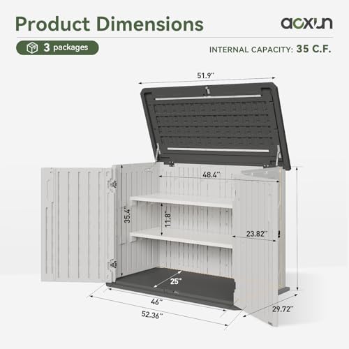 Aoxun Outdoor Storage Shed, 35 Cu.Ft Vertical Storage Sheds, White - Image 4