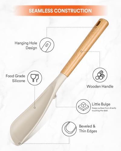 Badiano Silicone Cooking Spoon for Nonstick Cookwares, Multi-function,13.4" - Image 4