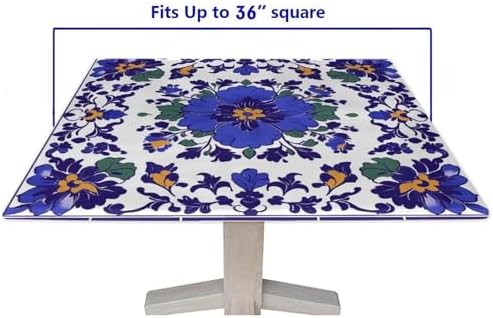 Outdoor Tablecloth Square, Mexican Talavera Pattern Printed on Oilproof Elastic Table Cover, Perfect for Breakfasts Tea Gatherings, Fit for 36" x 36" Square Tables - Image 5