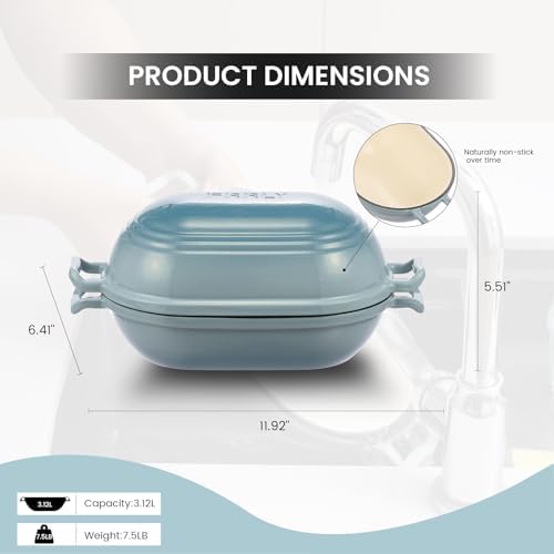 Enameled Cast Iron Dutch Oven for Sourdough Bread Baking,9 x 5-4/5 Inch Oval Cast Iron Bread Pan with Lid,Dutch Oven for Homemade Sourdough Baking,2.8QT Meatloaf Pan,Oven Safe - Image 2