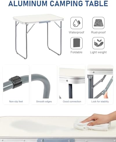 Outvita 2.3ft Portable Folding Camping Table Lightweight Suitcase White - Image 4
