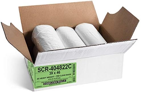 Aluf Plastics 45 Gal Clear Trash Bags, 22 Micron (EQ.), 39" x 46" (150 Pk) - Image 2