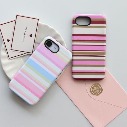 for iPhone 17e Case iPhone 16e Case, Magnetic Matte Frosted Dual-Layer Striped Phone Case for Women, Retro Aesthetic Cover Compatible with MagSafe Accessories - Berry Sage - Image 5
