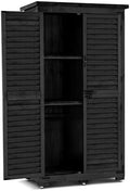 MCombo Outdoor Storage Cabinet, Wood Shed with Shelves 0870 (Black) by MCombo