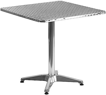 Flash Furniture 27.5 in Aluminum Indoor/Outdoor Square Table with Base by FlashFurniture