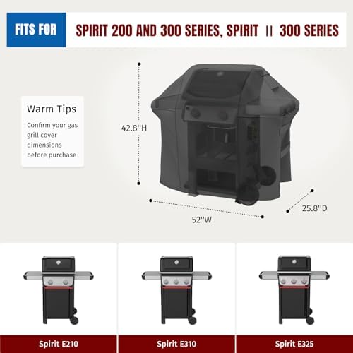 SHINESTAR 52in Grill Cover for Weber Spirit, 600D Oxford Fabric - Image 2