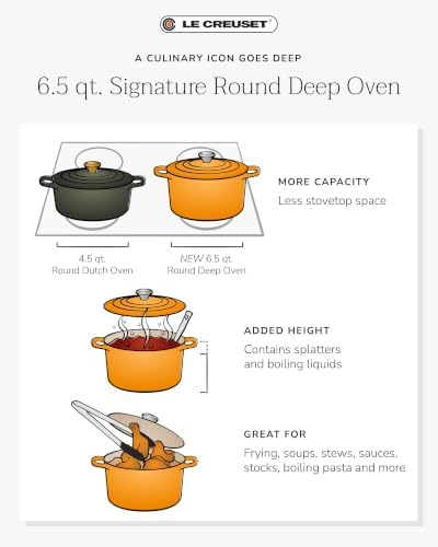 Le Creuset Enameled Cast Iron Signature Deep Round Oven, 6.5 qt., Nectar - Image 6