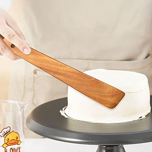 Non Toxic Wood Spatula for Cooking Spoon Teak Wooden Utensil Set Spurtle - Image 7