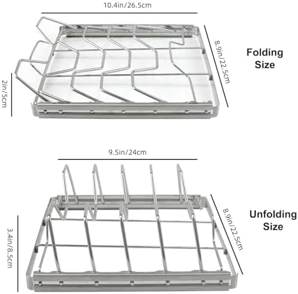 Foldable Rib Rack for Smoking - Stainless Steel Rib Rack, BBQ Accessory for 4 Ribs, 10 in Rib Rack for Grills, Smokers, and Outdoor BBQ, Rust-Resistant and Easy to Clean - Image 2