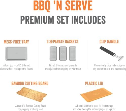 Yukon Glory BBQ N Serve Premium Set, 3 Grill Baskets and Tray - Image 5