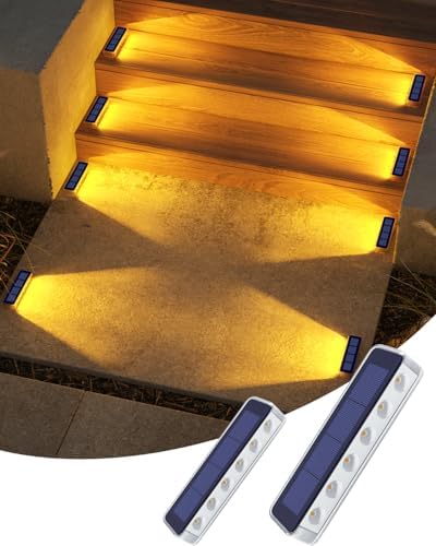 DetarZinLED Solar Step Lights Outdoor IP68 Waterproof 2 Pack Warm White by DetarZinLED