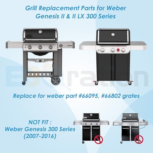 66095 18.75" Grill Grates for Weber GS4 Genesis II 300 and Genesis II LX 300 Series, for Weber Genesis 2 Grill Parts Genesis ii E-310 ii E-315 Grill Grates Replacement Parts for Weber 66802 - Image 2