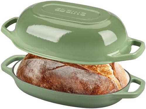 EDGING CASTING Enameled Cast Iron Oval Dutch Oven Pot with Lid, Dutch Oven for Sourdough Bread Baking, Bread Oven, Bread Dutch Oven, Oval Bread Pan, 5qt, Pistachio Green - Image 3