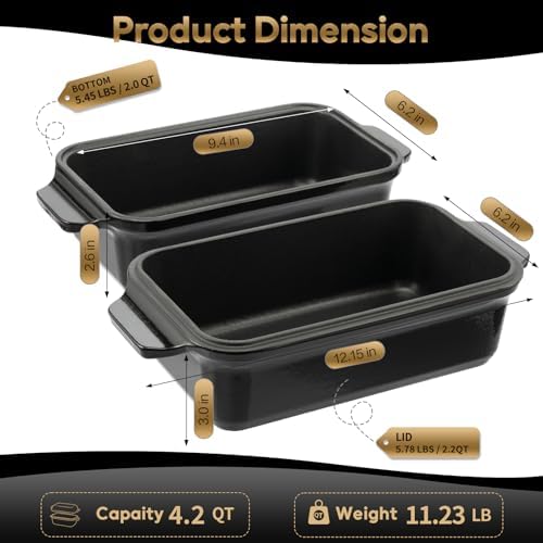 Enameled Cast Iron Dutch Oven for Bread Baking, 9×5 Dutch Oven Pot with Lid for Homemade Bread, 2 in 1 Sourdough Bread Pan with Lid, Roasting & Braising, Oven & Induction Safe (4.2 QT,Black) - Image 2