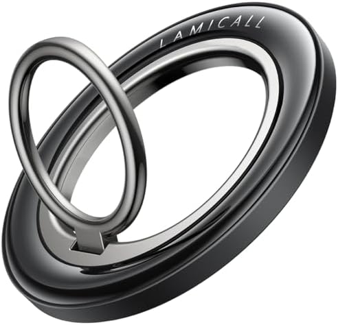 Lamicall Magnetic Phone Ring Grip Holder for MagSafe, Crystal Clear Black by Lamicall