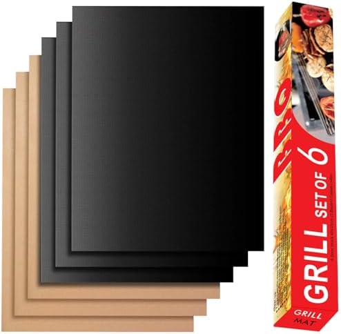 Set of 6 Grill Mats for Gas Grill, 3 Black 3 Copper by Renook