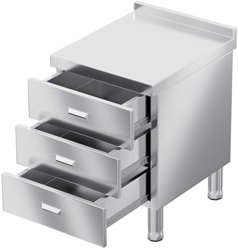 WWK Outdoor Kitchen Drawer, Stainless Steel Kitchen Cabinet with Drawers, Triple Access BBQ Drawers for Outdoor, Commercial Restaurant, Garage, 20.87" D x 19.68" W x 35.43" H by WWK