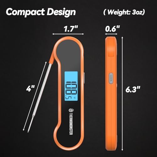 0.5 Sec Instant Read Meat Thermometer Digital for Cooking, Orange - Image 3