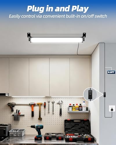 YQNLIFA 5400LM LED Shop Lights, Plug in Workbench Light for Garage, 2Pack - Image 5