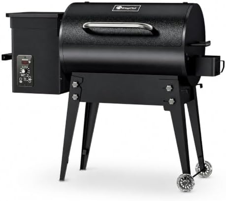 Electric Wood Pellet Grill & Smoker with Foldable Legs, 456 SQ.IN Grill Capacity, 11LB Pellet Hopper, PID Temperature Control 180-425°F, Portable Foldable Design for Backyard Camping Bake and Roast by KingChii