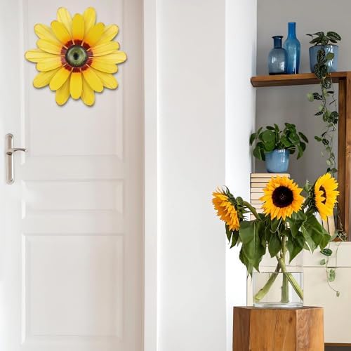 YEAHOME Sunflower Garden Decor, 11'' Metal Flower Wall Decor, Yard Hanging Wall Art Decorations for Kitchen, Bathroom, Living Room, Spring Boho Art for Indoor Outdoor - Image 7