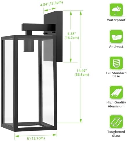 MAXvolador Outdoor Wall Light Fixtures, Exterior Waterproof Wall Lanterns - Image 2