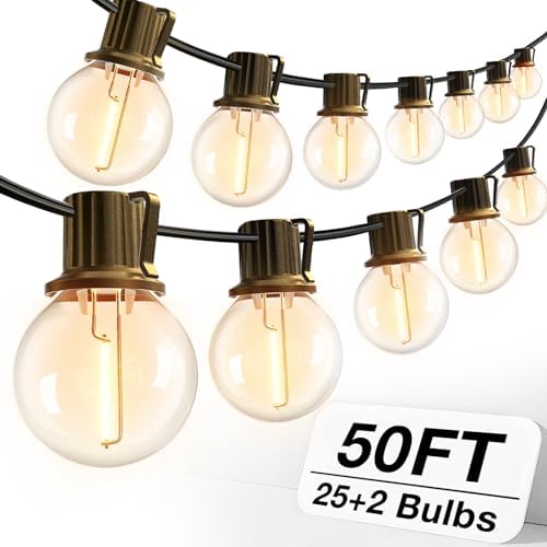addlon 50FT Outdoor String Lights 27 G40 LED Bulbs Dimmable Waterproof by addlon
