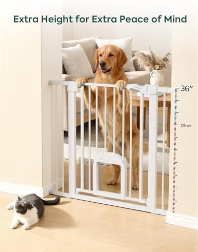 Babelio 36" Tall Pet Gate with Cat Door, CatPrivilege III, 29-43" - Image 2