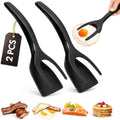 Egg Flipper Spatula Tongs (Set of 2) – Non-Stick 2-in-1 Grip & Flip Kitchen Tongs for Pancakes, Fish, Eggs, and More – Heat Resistant Cooking Tool (Black) by ZonzestBuiltforEveryday
