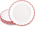 NatNarr 30 Pk Red Paper Plates 7" Scalloped Red White Dessert Cake Plates by NatNarr