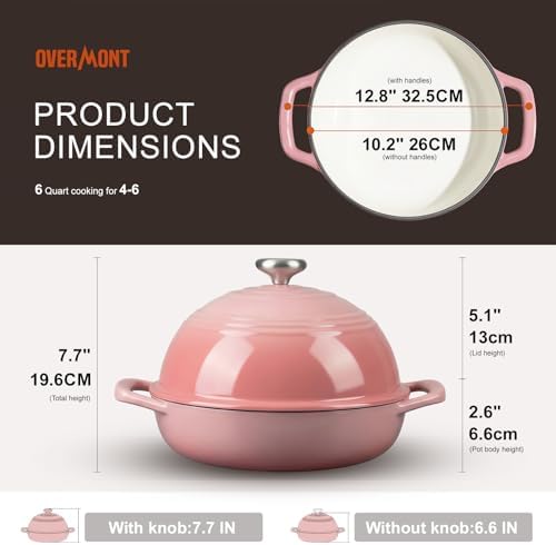 Overmont Enameled Cast Iron Dutch Oven, 6QT Bread Oven with Dome Lid Recipe - Image 5
