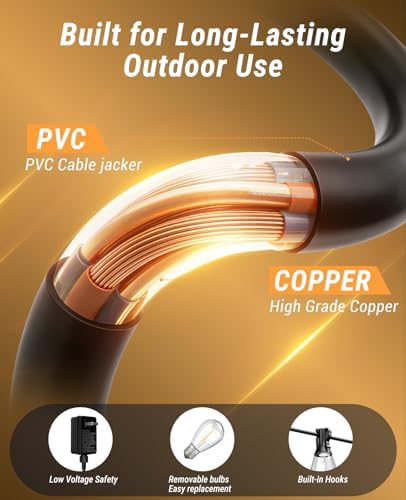 100FT Outdoor String Lights 35 Bulbs with Remote Dimmable Timer Flashing - Image 5