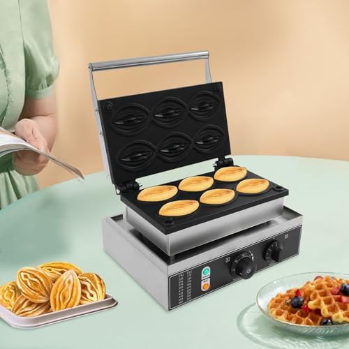 Commercial Waffle Maker, 1550W Electric Abalone Shape Waffle Machine, Stainless Steel Waffle Iron Baker with Non-Stick Coating, 122-572℉ Temperature Adjustable, for Restaurant, Snack Bar - Image 7