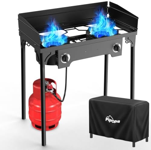 2 Burner Propane Camp Stove | 150,000 BTU | High Pressure Gas Burners by Pipopa
